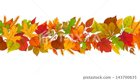 Happy Thanksgiving autumn leaves border separator Happy Thanksgiving autumn leaves border separator 143700635