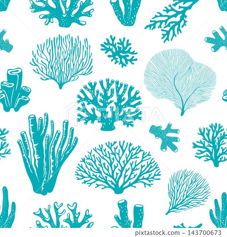 Sea coral reef, ocean seaweed pattern background Sea coral reef, ocean seaweed pattern background 143700673