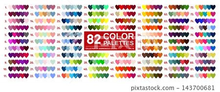 Vibrant and neutral rgb color palette swatches 143700681