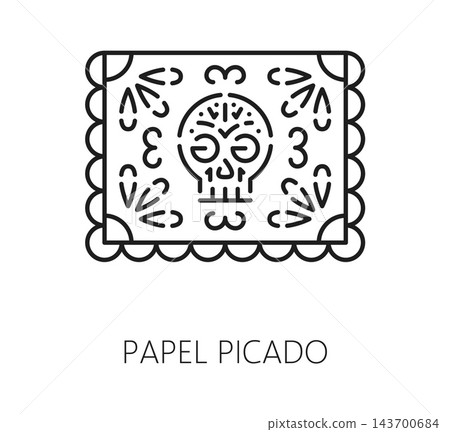 Papel picado icon, Mexican Day of the Dead holiday Papel picado icon, Mexican Day of the Dead holiday 143700684