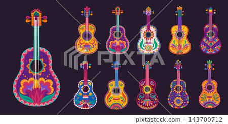 Musical Mexican guitars vector set of guitar Musical Mexican guitars vector set of guitar 143700712