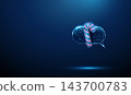 3D blue chat bubble and candy cane. Christmas greeting, holiday message, festive communication, winter chat, seasonal dialogue, sweet treat, new year wishes concept 143700783