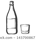 手繪風格的清酒瓶和酒杯插圖。 143700867