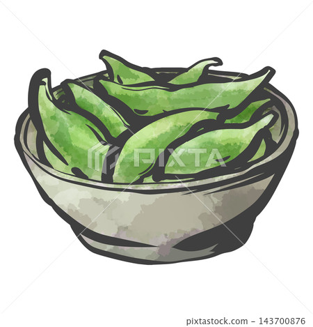 Hand-drawn brushstroke style illustration of edamame Hand-drawn brushstroke style illustration of edamame 143700876