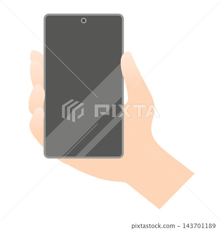 一手拿著智慧型手機的插圖 一手拿著智慧型手機的插圖 143701189