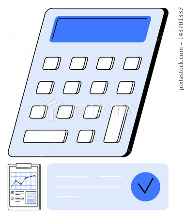 Business analysis, financial planning, accounting, data visualization, productivity tools, reporting. Large calculator, report with graph checkmark. Business analysis and financial planning Business analysis, financial planning, accounting, data visualization, productivity tools, reporting. Large calculator, report with graph checkmark. Business analysis and financial planning 143701337