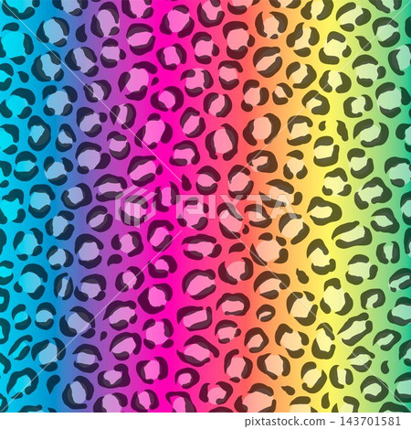 A stylish leopard print/animal print painted with a brush in rainbow colors. A stylish leopard print/animal print painted with a brush in rainbow colors. 143701581
