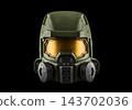 Futuristic tactical helmet with a gas mask isolated on black background with clipping path 143702036