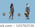 3D Isometric Flat Vector Illustration of Office Slavery, A Employee Struggling With Heavy Loads 143702536