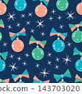 Seamless pattern blue, green, and peach-colored Christmas balls 143703020