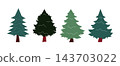Set of stylized green fir trees 143703022