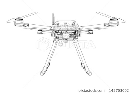 drone wireframe illustration. Vector drone wireframe illustration. Vector 143703092