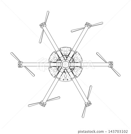 drone top view wireframe illustration. Vector drone top view wireframe illustration. Vector 143703102