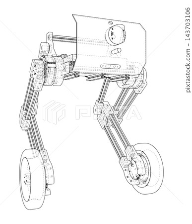 robotic leg mechanism wireframe. Vector robotic leg mechanism wireframe. Vector 143703106