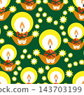 Seamless pattern of candles and glowing fairy lights 143703199