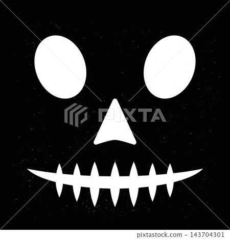 Halloween Pumpkin Face on black background. Scary Jack o Lantern. Vector template for Halloween party banner, poster, shirt design, etc. Halloween Pumpkin Face on black background. Scary Jack o Lantern. Vector template for Halloween party banner, poster, shirt design, etc. 143704301