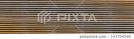 Horizontal wooden slats wall paneling texture with contrasting black gaps background surface Horizontal wooden slats wall paneling texture with contrasting black gaps background surface 143704580