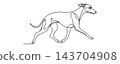 Dog in continuous vector line art drawing style 143704908