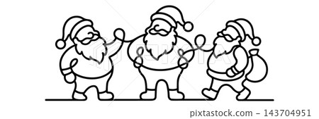 Cute Santa Claus in continuous vector line art drawing style Cute Santa Claus in continuous vector line art drawing style 143704951
