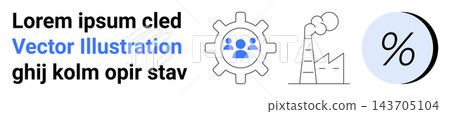 Industry, teamwork, environment, business data, manufacturing, progress analysis. Gear with people, factory emitting smoke percentage symbol. Industry and teamwork concepts Industry, teamwork, environment, business data, manufacturing, progress analysis. Gear with people, factory emitting smoke percentage symbol. Industry and teamwork concepts 143705104
