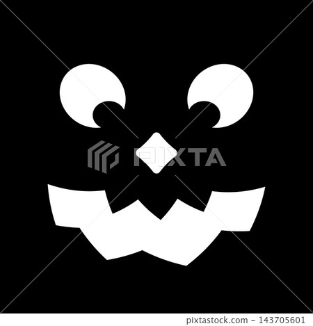 Halloween Pumpkin Face on black background. Creepy Jack o Lantern. Vector template for Halloween party banner, poster, shirt design, etc. Halloween Pumpkin Face on black background. Creepy Jack o Lantern. Vector template for Halloween party banner, poster, shirt design, etc. 143705601