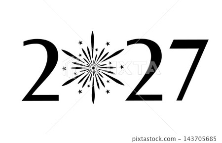 2027 numbers with fireworks. Happy New Year typography poster. Vector template for banner, sign, greeting card, invitation, etc. 143705685