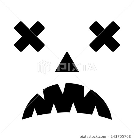 Halloween Pumpkin Face isolated on white. Angry Jack o Lantern. Vector template for Halloween party decorations. Halloween Pumpkin Face isolated on white. Angry Jack o Lantern. Vector template for Halloween party decorations. 143705708