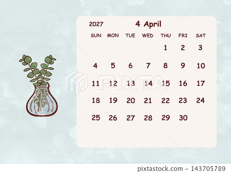 April 2027 Calendar (Sunday Start) April 2027 Calendar (Sunday Start) 143705789