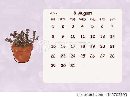 August 2027 Calendar (Sunday Start) August 2027 Calendar (Sunday Start) 143705793
