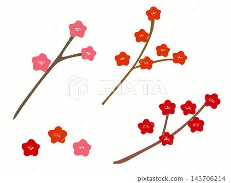 梅花和梅枝的插圖素材 143706214