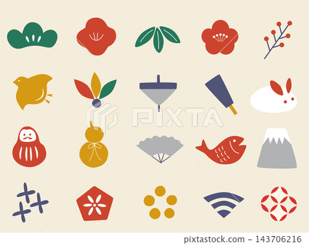 新年幸運符套裝的插圖素材 新年幸運符套裝的插圖素材 143706216