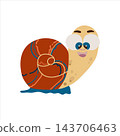 Cute snail illustration inspired by nature and garden wildlife. Perfect for seamless patterns, fabric prints, wallpaper, wrapping paper, children's products, greeting cards, stationery, and charming 143706463