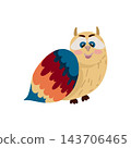 Cute owl illustration inspired by woodland wildlife and nature. Perfect for seamless , fabric prints, wallpaper, wrapping paper, children's products, greeting cards, stationery, and nature-the 143706465