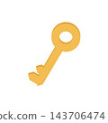 Mystical golden key with ornate engravings and a rich antique finish. The key evokes themes of hidden treasures, ancient mysteries, and magical realms. Ideal for fantasy game assets 143706474