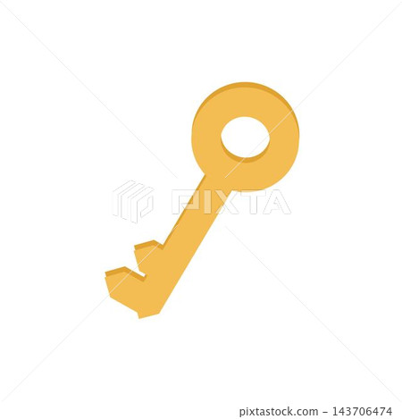 Mystical golden key with ornate engravings and a rich antique finish. The key evokes themes of hidden treasures, ancient mysteries, and magical realms. Ideal for fantasy game assets 143706474
