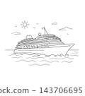 An image illustration of a luxury cruise ship sailing on the sea. 143706695