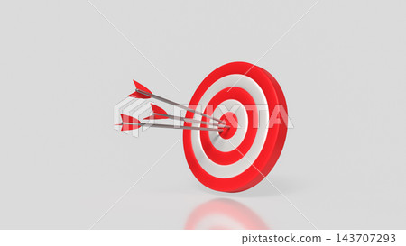 Three Arrows Hitting Red Bullseye Target 3d render. 143707293