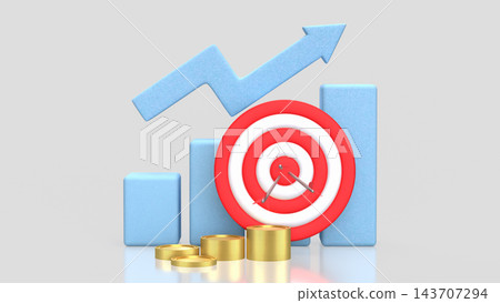 Financial Growth Target With Rising Chart 3d render. Financial Growth Target With Rising Chart 3d render. 143707294