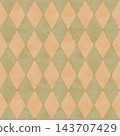 Diamond seamless pattern with watercolor orange and green rhombus shapes. Geometric argyle texture creates vintage background. Use for wallpaper and fashion fabric. Retro circus textile print art. 143707429