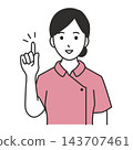 An illustration of a female nurse pointing to show points and precautions. 143707461