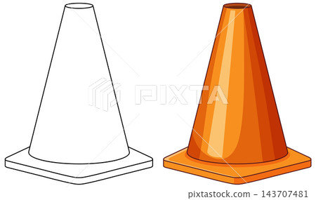 Orange Traffic Safety Cone Vector Illustration and Line Art Orange Traffic Safety Cone Vector Illustration and Line Art 143707481