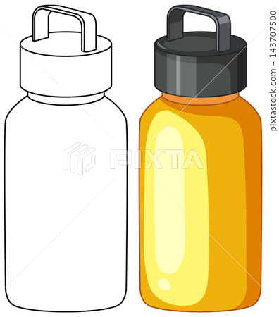 Reusable Water Bottle Vector Illustration in Color and Line Art Reusable Water Bottle Vector Illustration in Color and Line Art 143707500