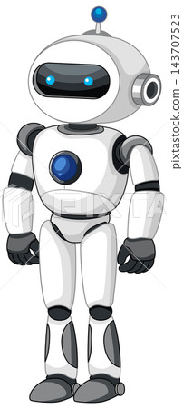 Friendly White Humanoid Robot Character Vector Illustration on White Background Friendly White Humanoid Robot Character Vector Illustration on White Background 143707523