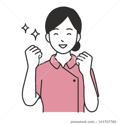 An illustration of a female nurse making a victory pose with both hands and smiling broadly in joy. An illustration of a female nurse making a victory pose with both hands and smiling broadly in joy. 143707760