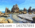 Hashigui-iwa Rocks in Midsummer 143707893