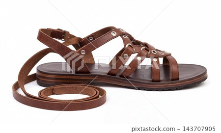 Brown leather gladiator sandal with studs and long ankle strap Brown leather gladiator sandal with studs and long ankle strap 143707905