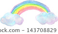 Rainbow and clouds watercolor illustration 143708829