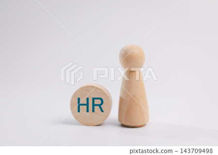 Wooden human figure beside an HR disk on a white background, representing human resources, recruitment, employee management, staffing, hiring, personnel, career, and workplace support. Wooden human figure beside an HR disk on a white background, representing human resources, recruitment, employee management, staffing, hiring, personnel, career, and workplace support. 143709498