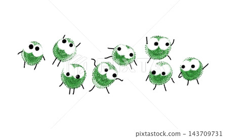 手繪的微型苔蘚角色插圖 143709731