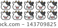 Cow character face icon set 143709825